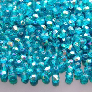 120+ Fire Polished Beads 4mm Teal AB Michael's UK Jewellery