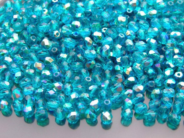120+ Fire Polished Beads 4mm Teal AB Michael's UK Jewellery