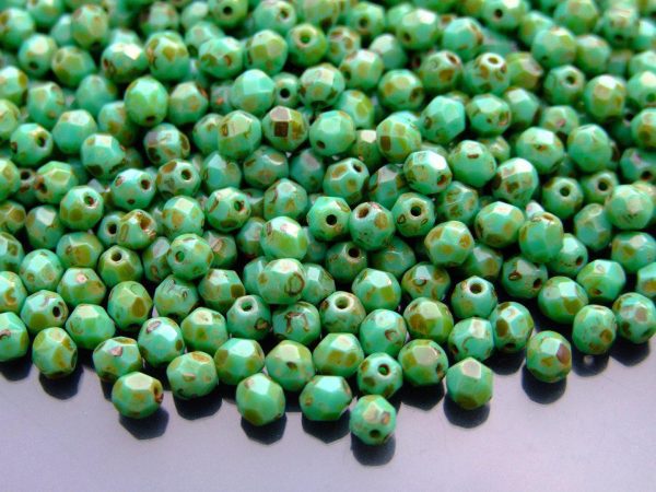 120+ Fire Polished Beads 4mm Turquoise Picasso Michael's UK Jewellery