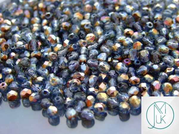 120+ Fire Polished Beads 4mm Twilight - Montana Blue Michael's UK Jewellery