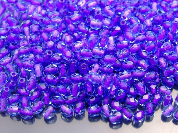120+ Fire Polished Beads 4mm Violet Lined Light Sapphire Michael's UK Jewellery