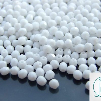 120+ Fire Polished Beads 4mm White Michael's UK Jewellery