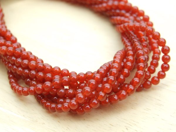 Red Carnelian Natural Gemstone Round Beads 4mm