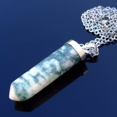 Tree Agate Point Pendant Gemstone Necklace