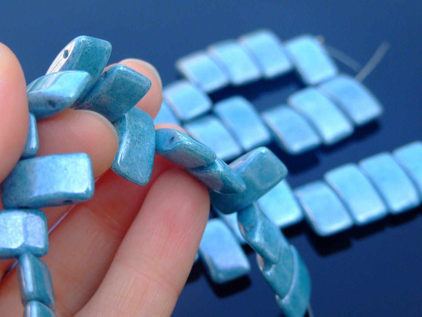 15x Carrier Beads 9x17mm Blue Luster Michael's UK Jewellery