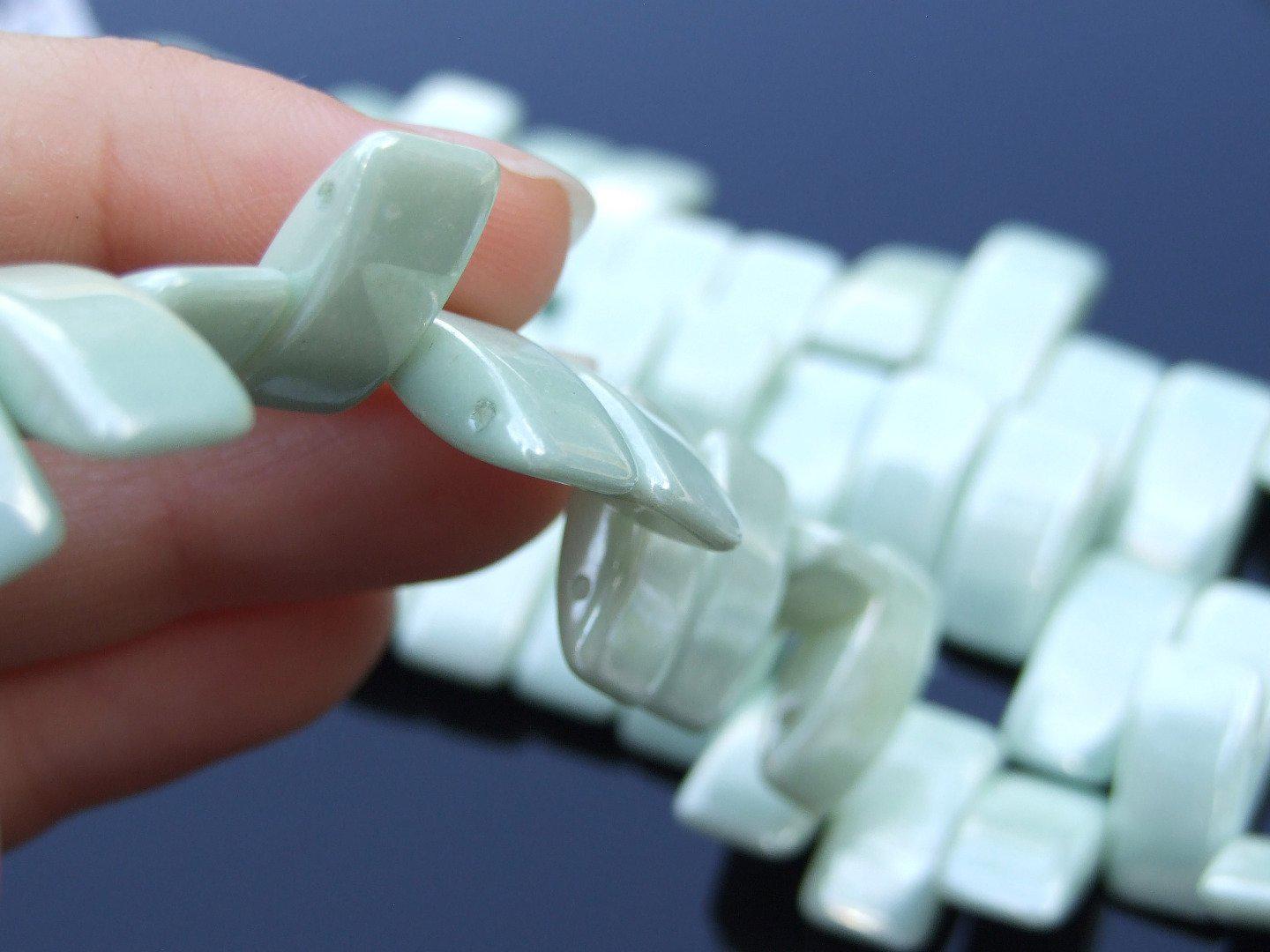 15x Carrier Beads 9x17mm Chalk Light Green Luster Michael's UK Jewellery
