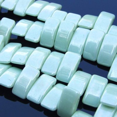 15x Carrier Beads 9x17mm Chalk Light Green Luster Michael's UK Jewellery