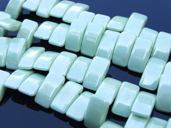 15x Carrier Beads 9x17mm Chalk Light Green Luster Michael's UK Jewellery