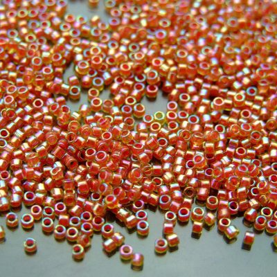 2.5'' Tube 1823 Orange Lined Lime Rainbow Toho Treasure Seed Beads 11/0 1.7mm Michael's UK Jewellery
