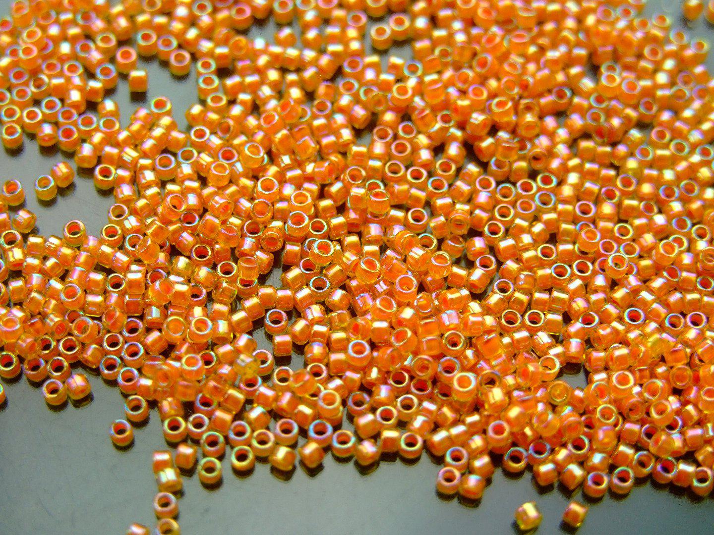 2.5'' Tube 1827 Orange Lined Jonquil Rainbow Toho Treasure Seed Beads 11/0 1.7mm Michael's UK Jewellery