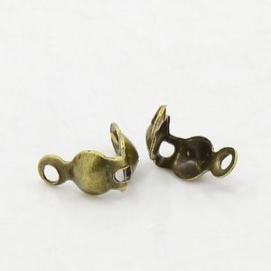 200x Antique Bronze Iron End Plated Open 2 Rings Clamshells Calottes Michael's UK Jewellery