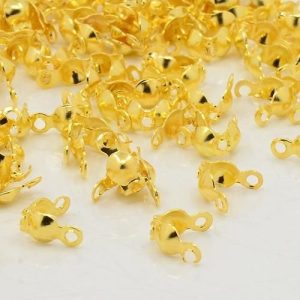 200x Gold Iron End Plated Open Bead 2 Rings Clamshells Calottes Michael's UK Jewellery