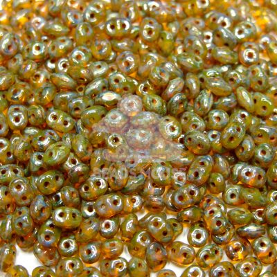 MATUBO™ Beads SuperDuo Transparent Amber Silver Picasso TP80020 beads mouse