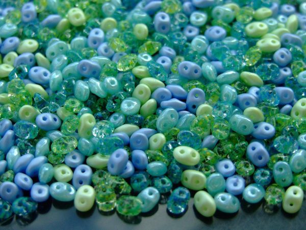 20g SuperDuo Beads Blue and Green Splash Mix Michael's UK Jewellery