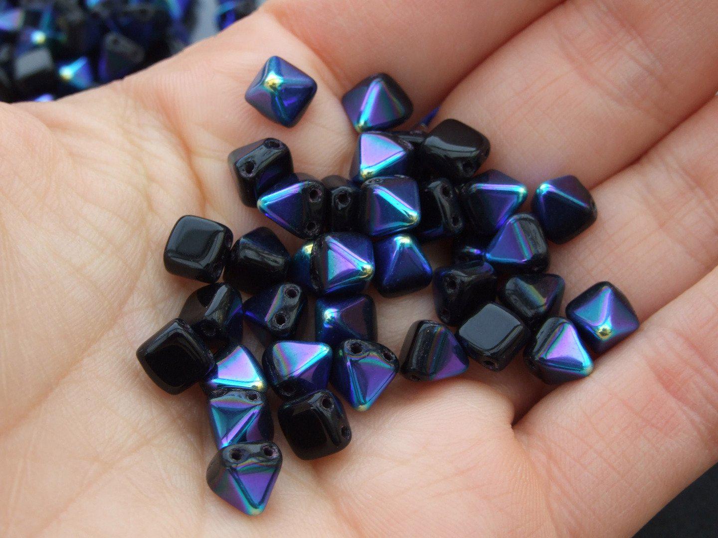 20pcs Pyramid Beads 6mm Jet AB Michael's UK Jewellery