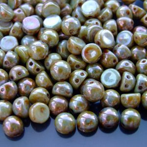 20x CzechMates Cabochon 7mm Luster Green/Opaque White Michael's UK Jewellery