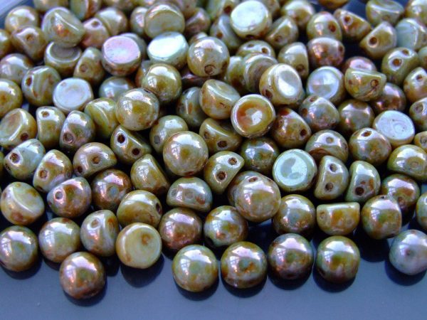 20x CzechMates Cabochon 7mm Luster Green/Opaque White Michael's UK Jewellery