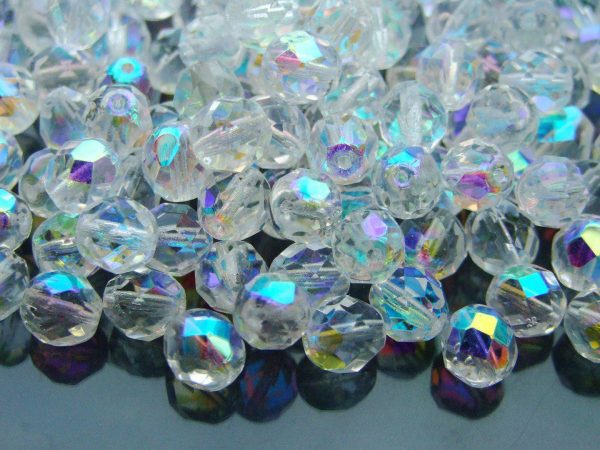 20x Fire Polished Beads 8mm Crystal AB Michael's UK Jewellery