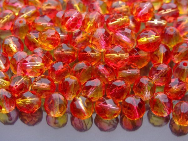 20x Fire Polished Beads 8mm Dual Coated Fuchsia Lemon Michael's UK Jewellery
