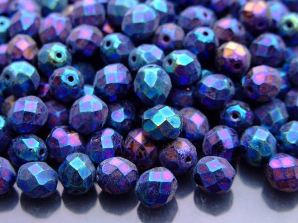 20x Fire Polished Beads 8mm Iris Blue Michael's UK Jewellery