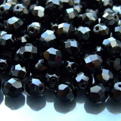 20x Fire Polished Beads 8mm Jet Michael's UK Jewellery