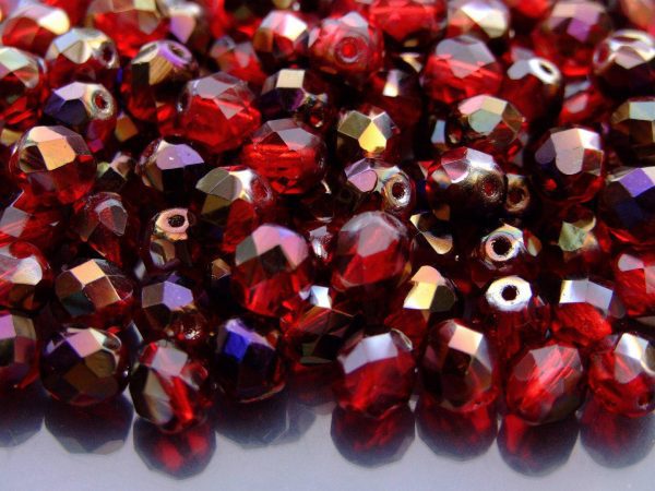20x Fire Polished Beads 8mm Purple Iris Siam Ruby Michael's UK Jewellery