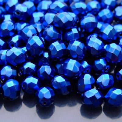 20x Fire Polished Beads 8mm Royal Blue Coated Michael's UK Jewellery