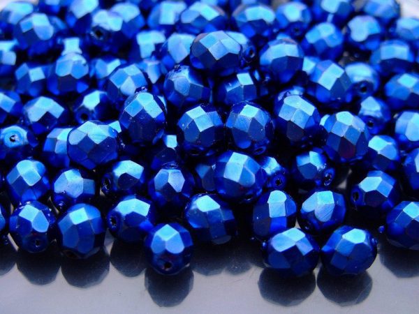 20x Fire Polished Beads 8mm Royal Blue Coated Michael's UK Jewellery