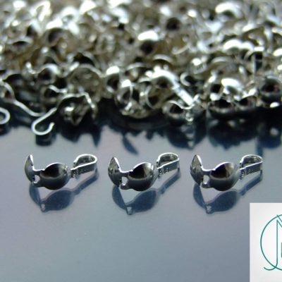 20x Solid 925 Sterling Silver Clam Shell Calottes Tip End Michael's UK Jewellery