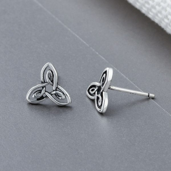 Silver Celtic Trinity Knot Stud Earrings 925 Sterling Silver Earrings with Pouch - Image 4