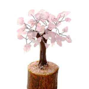 Small Rose Quartz Tree Decoration Gemstone Tree of Life beads mouse mine to mind