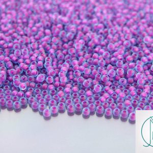 TOHO Beads 252F Inside Color Frosted Aqua Purple Lined 11/0 BEADS MOUSE