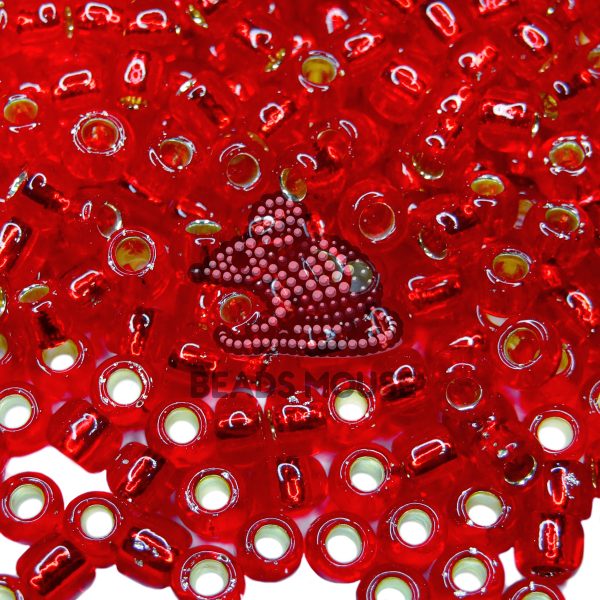TOHO Seed Beads 25B Silver Lined Siam Ruby 3/0 beads mouse