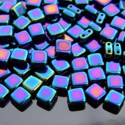 25pcs CzechMates Tile Beads Iris Blue Michael's UK Jewellery