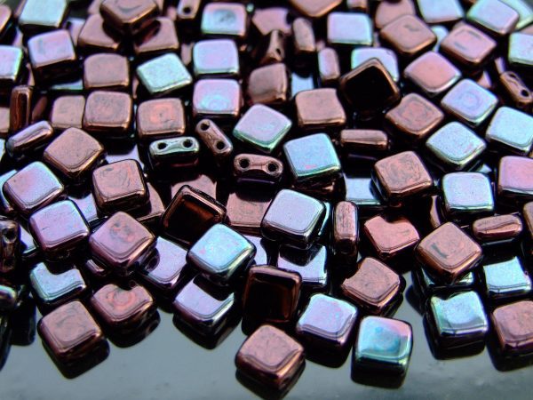 25pcs CzechMates Tile Beads Luster Metallic Amethyst Jet Michael's UK Jewellery