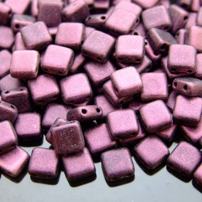 25pcs CzechMates Tile Beads Metallic Suede Pink Michael's UK Jewellery