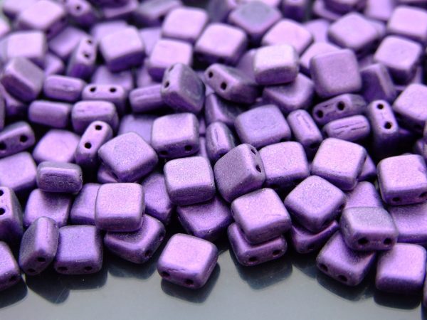 25pcs CzechMates Tile Beads Metallic Suede Purple Michael's UK Jewellery