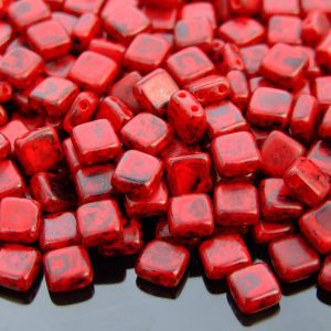 25pcs CzechMates Tile Beads Opaque Red Picasso Michael's UK Jewellery