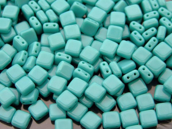 25pcs CzechMates Tile Beads Opaque Turquoise Michael's UK Jewellery