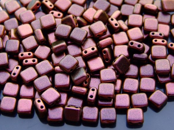 25pcs CzechMates Tile Beads Polychrome Copper Rose Michael's UK Jewellery