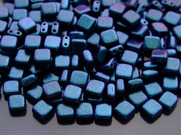 25pcs CzechMates Tile Beads Polychrome Indigo Orchid Michael's UK Jewellery