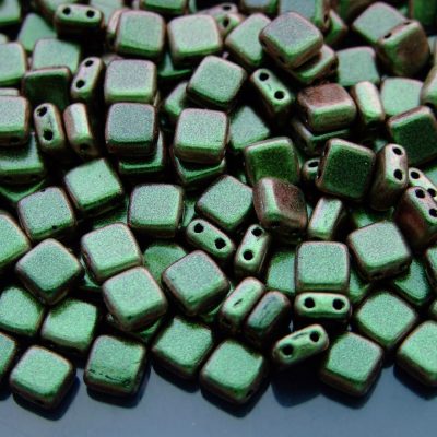 25pcs CzechMates Tile Beads Polychrome Olive Mauve Michael's UK Jewellery