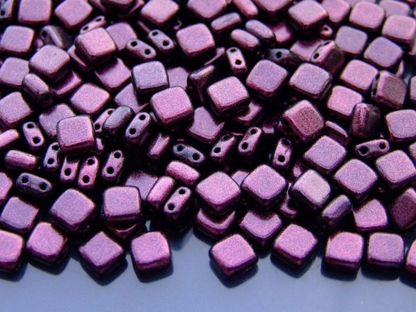 25pcs CzechMates Tile Beads Polychrome Pink Olive Michael's UK Jewellery