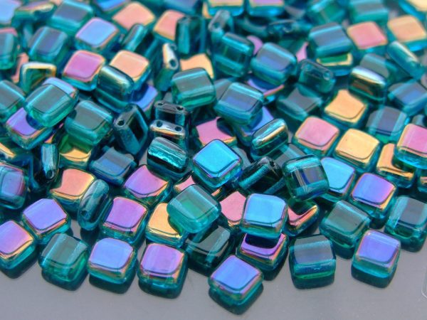 25pcs CzechMates Tile Beads Twilight Capri Blue Michael's UK Jewellery