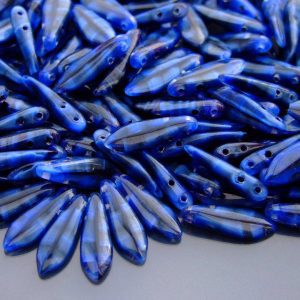 25pcs Czechmates Dagger Beads 16x5mm Blue Black Swirl Michael's UK Jewellery