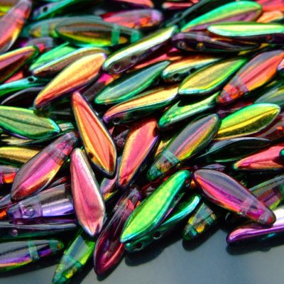 25pcs Czechmates Dagger Beads 16x5mm Coated Marea Peacock Gold Michael's UK Jewellery