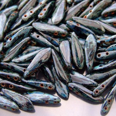 25pcs Czechmates Dagger Beads 16x5mm Jet Picasso Michael's UK Jewellery