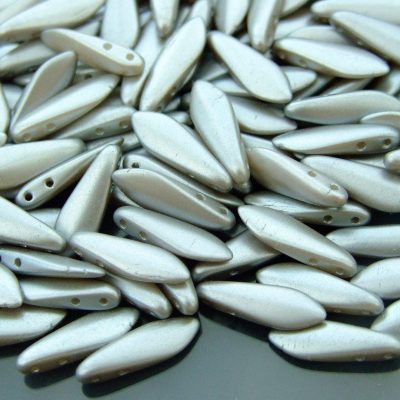 25pcs Czechmates Dagger Beads 16x5mm Pearl Coat Silver Michael's UK Jewellery