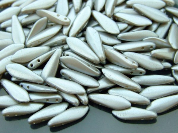 25pcs Czechmates Dagger Beads 16x5mm Pearl Coat Silver Michael's UK Jewellery