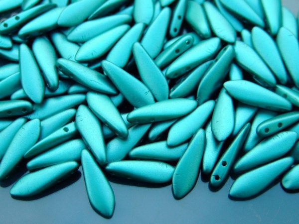 25pcs Czechmates Dagger Beads 16x5mm Pearl Coat Teal Michael's UK Jewellery